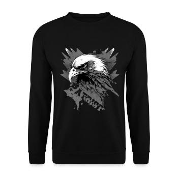 Patriotischer Adler mit Schriftzug - Unisex Pullover - Schwarz - Vorne - Alina (178cm) & Michal (187cm)
