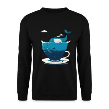 Whale in teacup - Unisex Sweatshirt - black - Front - Alina (178cm) & Michal (187cm)