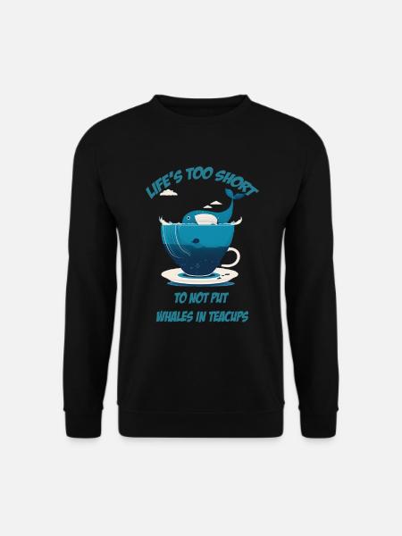 Whale in teacup with lettering - Unisex Sweatshirt - black