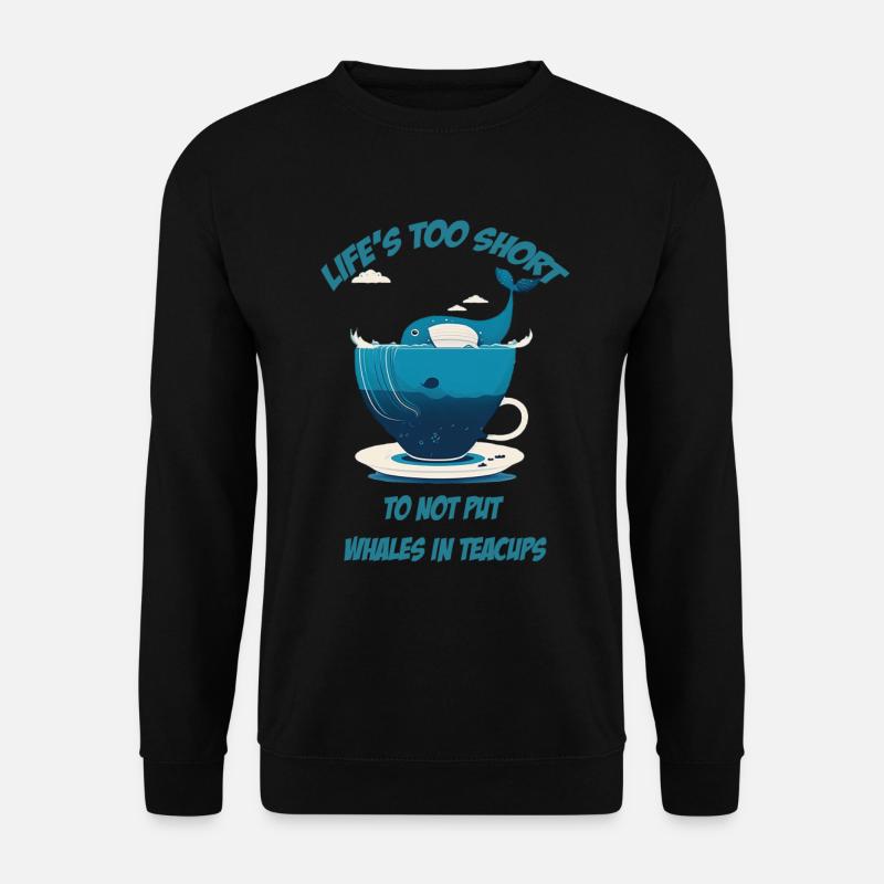 Whale in teacup with lettering - Unisex Sweatshirt - black