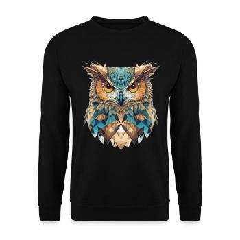 Geometric owl head - Unisex Sweatshirt - black - Front - Alina (178cm) & Michal (187cm)