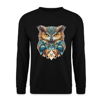Eulenkopf geometrisch - Unisex Pullover - Schwarz - Vorne - Alina (178cm) & Michal (187cm)