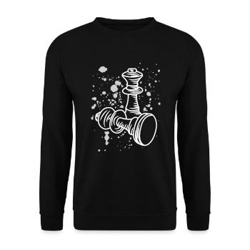 Schachfiguren Zeichnung - Unisex Pullover - Schwarz - Vorne - Alina (178cm) & Michal (187cm)