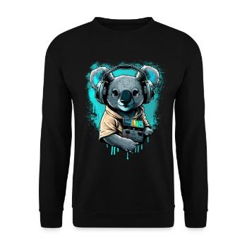 koala with headphones and Walkman - Unisex Sweatshirt - black - Front - Alina (178cm) & Michal (187cm)