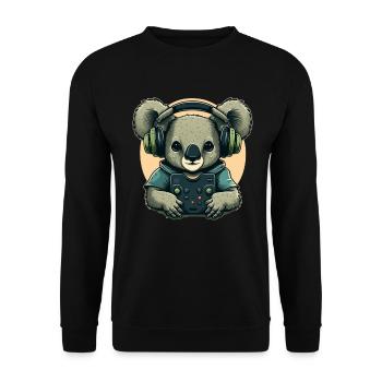 Koala bear with Walkman - Unisex Sweatshirt - black - Front - Alina (178cm) & Michal (187cm)