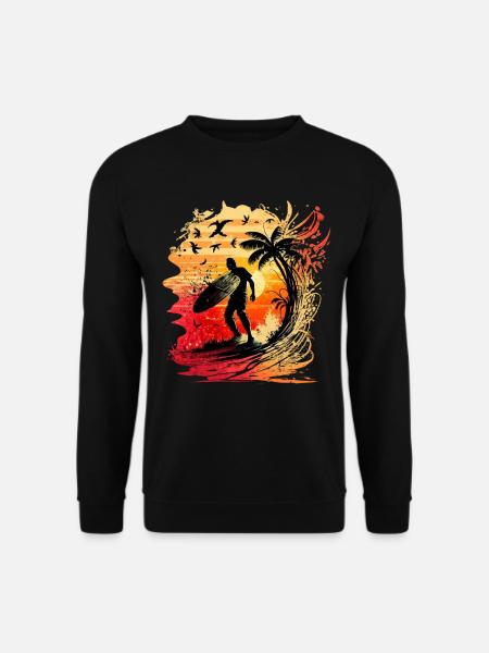 Cooler Surfer im ersten Morgenlicht - Unisex Pullover - Schwarz