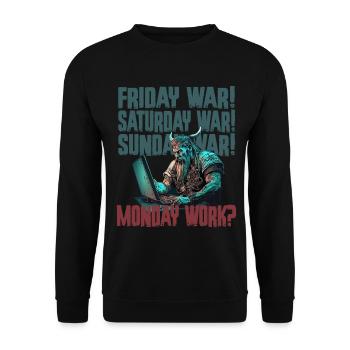 Monday work Programming Vikings - Unisex Sweatshirt - black - Front - Alina (178cm) & Michal (187cm)