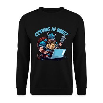"Coding is war" Vikings - Unisex Sweatshirt - black - Front - Alina (178cm) & Michal (187cm)