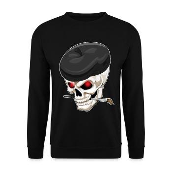 Totenkopf Maler Pinsel Malen - Unisex Pullover - Schwarz - Vorne - Alina (178cm) & Michal (187cm)