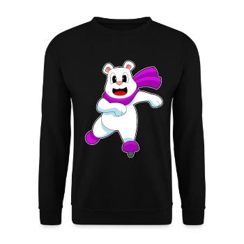 Polar Bear Ice Skating Skates - Unisex Sweatshirt - black - Front - Alina (178cm) & Michal (187cm)