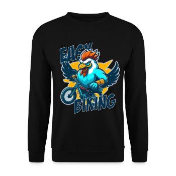 Coq avec vélo et lettrage - Sweat-shirt Unisexe - noir - Devant - Alina (178cm) & Michal (187cm)