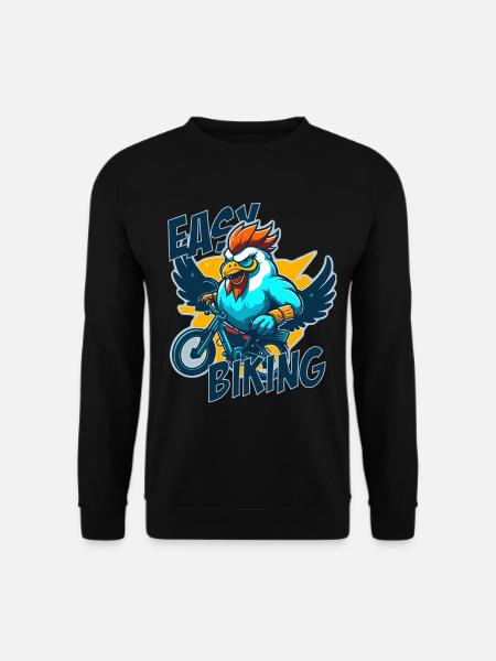 Rooster with bicycle and lettering - Unisex Sweatshirt - black