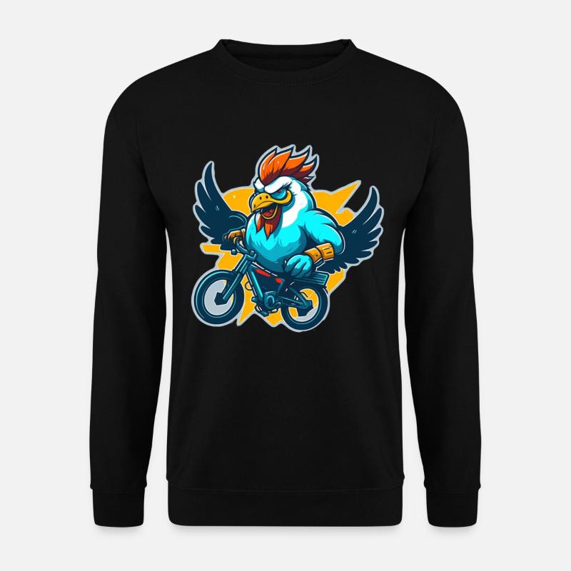 Hahn mit Fahrrad - Unisex Pullover - Schwarz