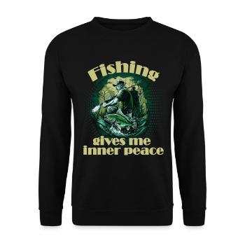 Fishing inner peace - Unisex Sweatshirt - black - Front - Alina (178cm) & Michal (187cm)