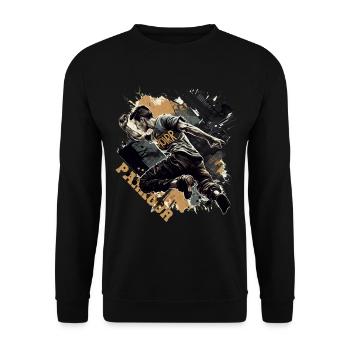Coureurs de parkour avec lettrage - Sweat-shirt Unisexe - noir - Devant - Alina (178cm) & Michal (187cm)