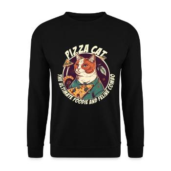 Cat with slices of pizza - Unisex Sweatshirt - black - Front - Alina (178cm) & Michal (187cm)