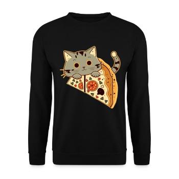 Pizza with cat - Unisex Sweatshirt - black - Front - Alina (178cm) & Michal (187cm)