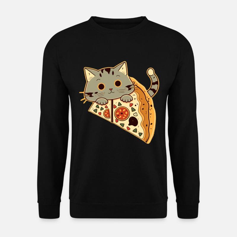 Pizza mit Katze - Unisex Pullover - Schwarz