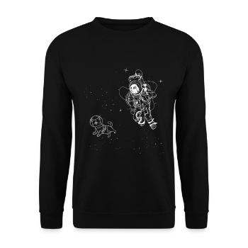 Funny Animal Dog in Space Astronaut - Unisex Sweatshirt - black - Front - Alina (178cm) & Michal (187cm)