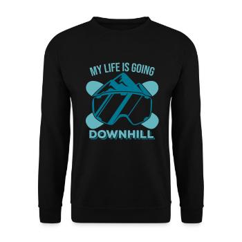 Vintage Snowboard - Unisex Pullover - Schwarz - Vorne - Alina (178cm) & Michal (187cm)
