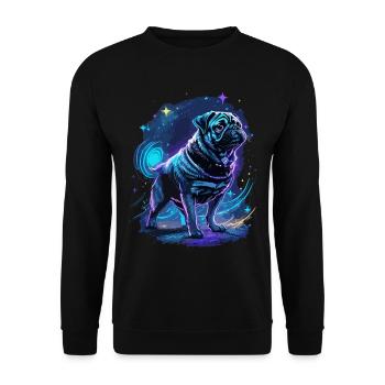 Pug Midnight Magic - Unisex Sweatshirt - black - Front - Alina (178cm) & Michal (187cm)