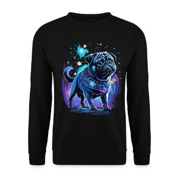 Midnight Magic Pug Dog - Unisex Sweatshirt - black - Front - Alina (178cm) & Michal (187cm)