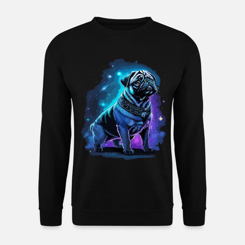 Neon Pug Dog Midnight Magic - Unisex Sweatshirt - black