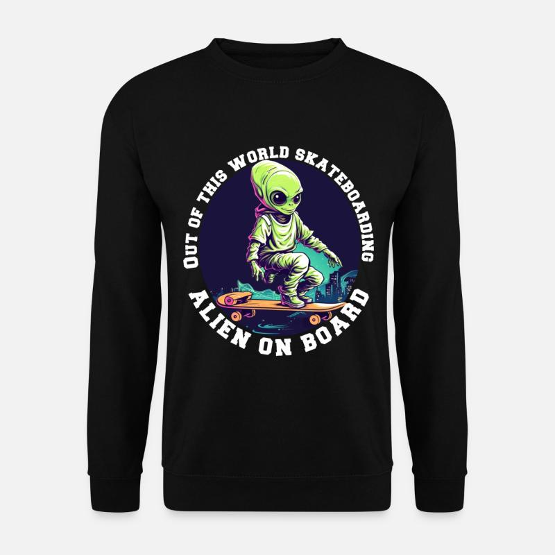 Alien auf Skateboard mit Schriftzug - Unisex Pullover - Schwarz
