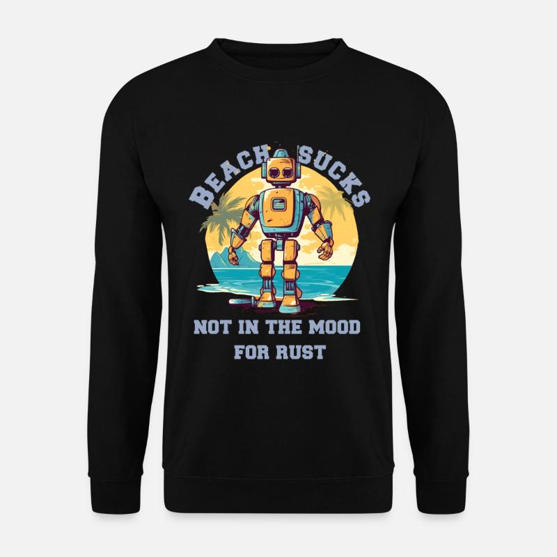 Robot sur la plage avec lettrage - Sweat-shirt Unisexe - noir