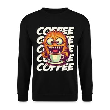 Coffee monster with lettering - Unisex Sweatshirt - black - Front - Alina (178cm) & Michal (187cm)