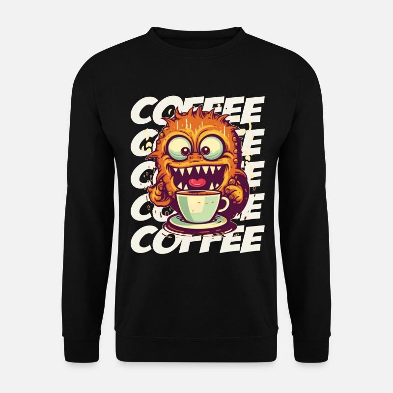 Coffee monster with lettering - Unisex Sweatshirt - black