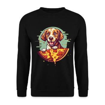 Dog with pizza - Unisex Sweatshirt - black - Front - Alina (178cm) & Michal (187cm)