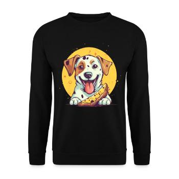 Dog with pizza - Unisex Sweatshirt - black - Front - Alina (178cm) & Michal (187cm)