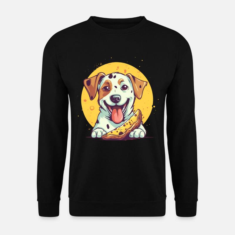 Hund mit Pizza - Unisex Pullover - Schwarz