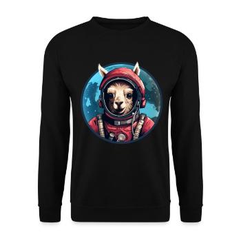 Astronaut Lama - Unisex Sweatshirt - black - Front - Alina (178cm) & Michal (187cm)