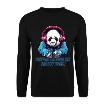 Panda DJ - Unisex Pullover - Schwarz - Vorne - Alina (178cm) & Michal (187cm)