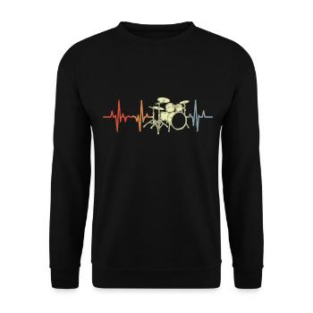 Drummer ECG Heart palpitations - Unisex Sweatshirt - black - Front - Alina (178cm) & Michal (187cm)