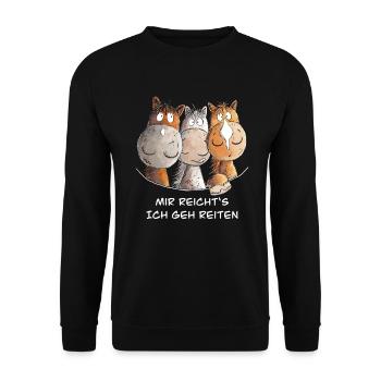 Mir Reichts Ich Geh Reiten Pferde Spruch I Reiter - Unisex Pullover - Schwarz - Vorne - Alina (178cm) & Michal (187cm)