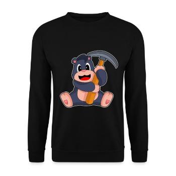 Maulwurf Bergarbeiter Spitzhacke Bergbau - Unisex Pullover - Schwarz - Vorne - Alina (178cm) & Michal (187cm)