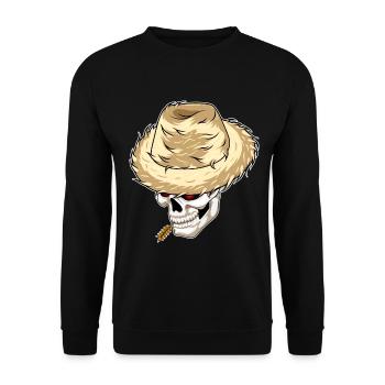 Totenkopf Landwirt Weizen Bauernhof - Unisex Pullover - Schwarz - Vorne - Alina (178cm) & Michal (187cm)