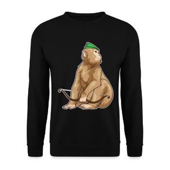 Affe Bogenschütze Bogen - Unisex Pullover - Schwarz - Vorne - Alina (178cm) & Michal (187cm)