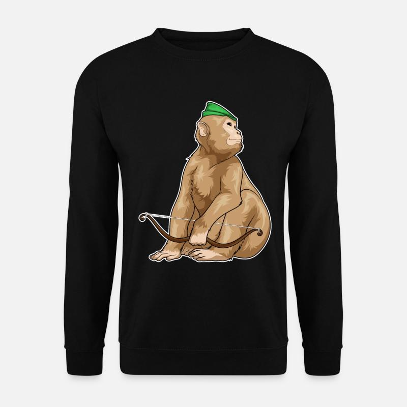 Affe Bogenschütze Bogen - Unisex Pullover - Schwarz