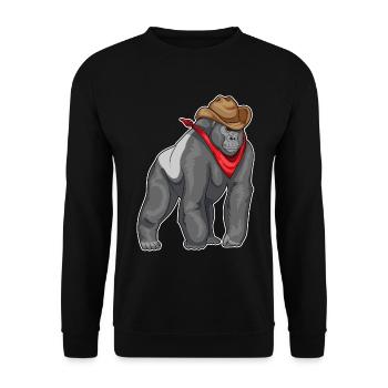 Gorilla Cowboy Cowboy Chapeau - Sweat-shirt Unisexe - noir - Devant - Alina (178cm) & Michal (187cm)