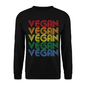 Regenbogen VEGAN Statement - Unisex Pullover - Schwarz - Vorne - Alina (178cm) & Michal (187cm)