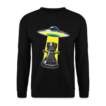 Spaceship Chess Piece Tower Chess - Unisex Sweatshirt - black - Front - Alina (178cm) & Michal (187cm)