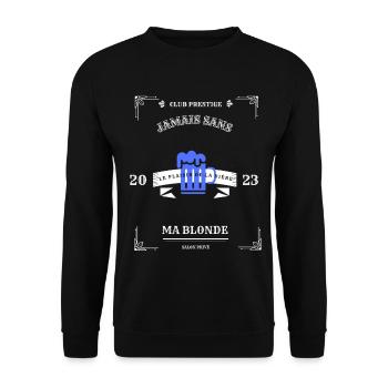 jamais sans ma blonde avec un verre de bière - Sweat-shirt Unisexe - noir - Devant - Alina (178cm) & Michal (187cm)