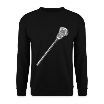 Lacrosse Schläger Zeichnung - Unisex Pullover - Schwarz - Vorne - Alina (178cm) & Michal (187cm)