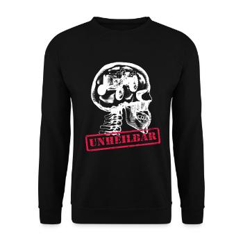 Der Arzt sagt es ist unheilbar - Traktor - Unisex Pullover - Schwarz - Vorne - Alina (178cm) & Michal (187cm)