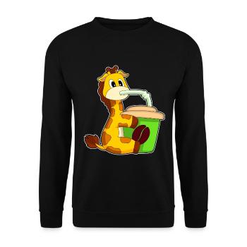 Giraffe Coffee to go Becher - Unisex Pullover - Schwarz - Vorne - Alina (178cm) & Michal (187cm)