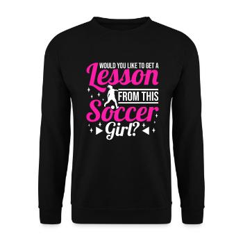 Fille de football - Sweat-shirt Unisexe - noir - Devant - Alina (178cm) & Michal (187cm)